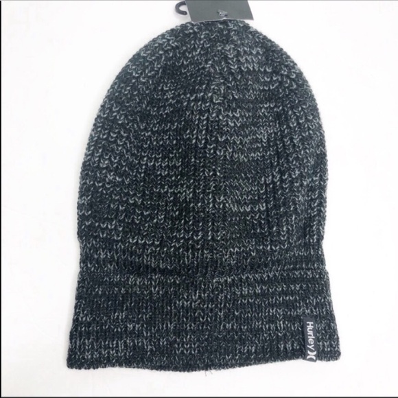 Hurley Unisex Max Cuff Slouchy 2.0 Knit Black Gray Beanie Winter Space Dye - Picture 3 of 11